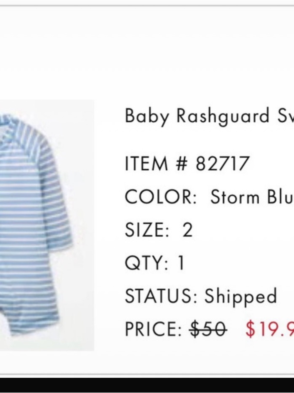Hanna Andersson Storm Blue & White Striped Baby Rashguard